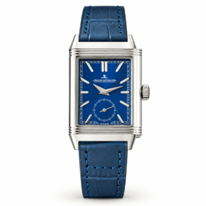Jaeger-LeCoultre Reverso watch with blue dial and blue leather strap