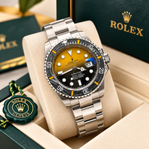 Shop the Rolex Submariner style first copy watch with a gold-black dial, stainless-steel bracelet and date display. Luxury-inspired design at Watchocare.