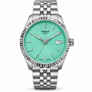 Tissot style green dial stainless steel watch