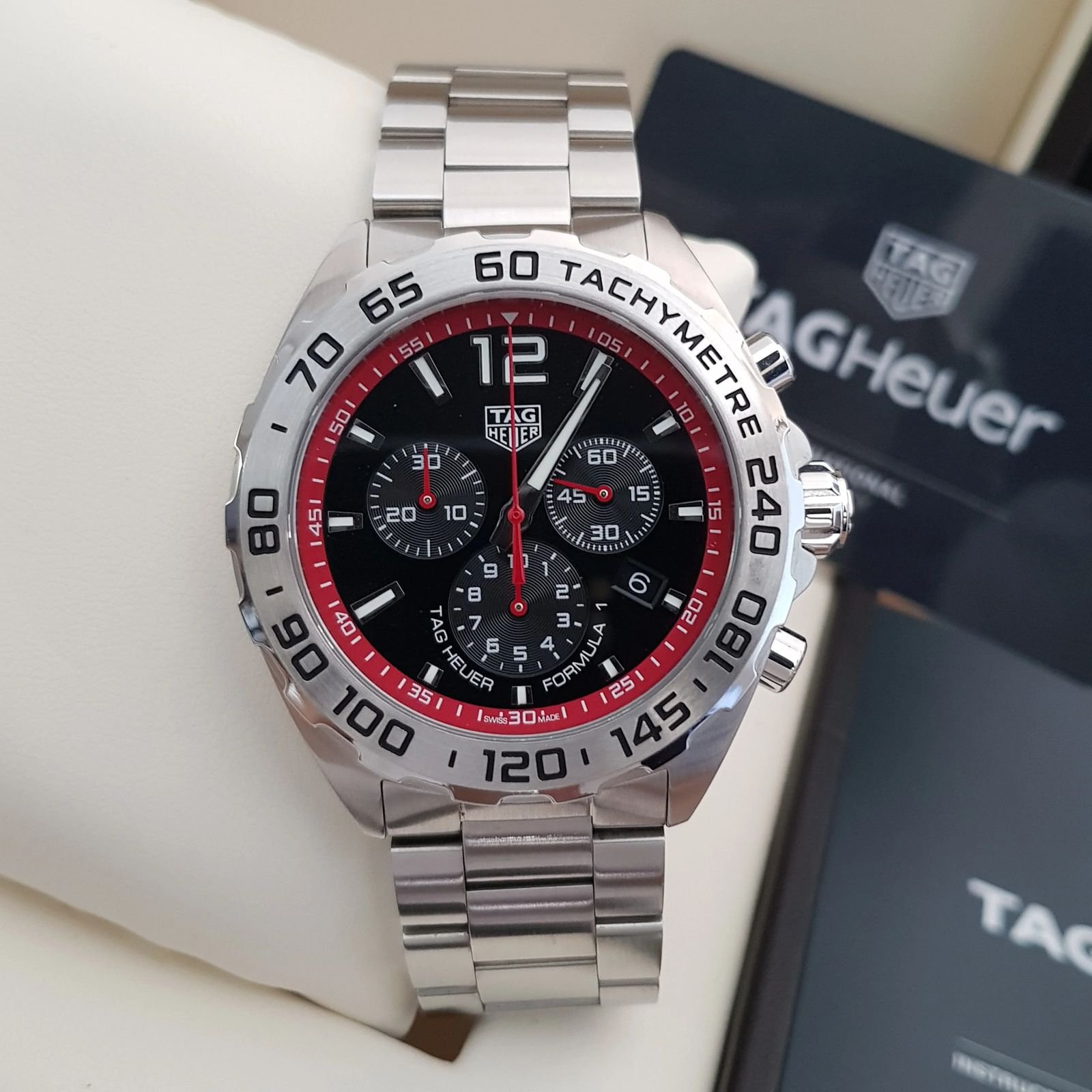 Silver Black Chronograph Sports Watch – TAG Heuer Style - Image 4