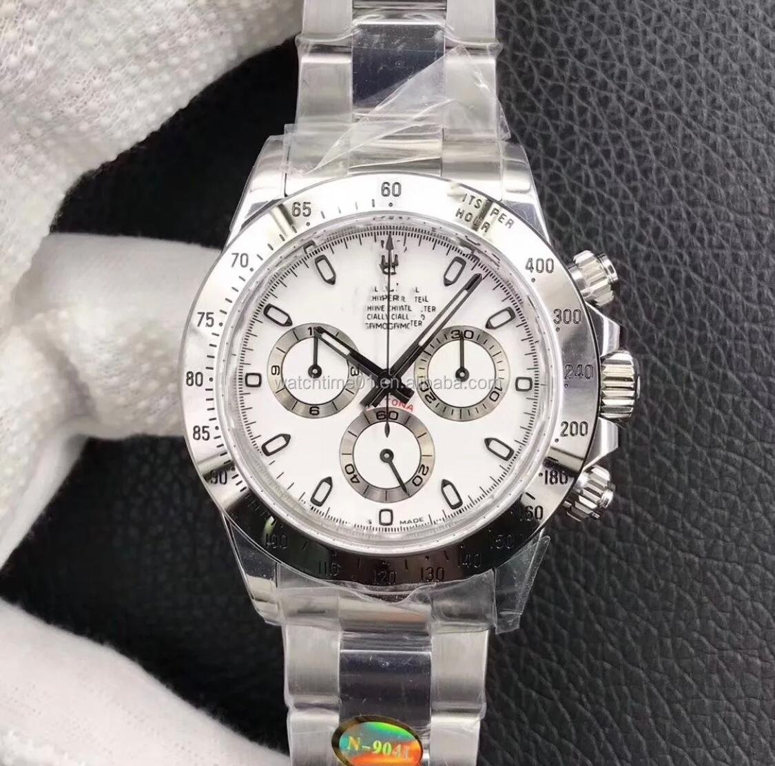 White Dial Silver Chronograph Watch – Rolex Daytona Style - Image 4