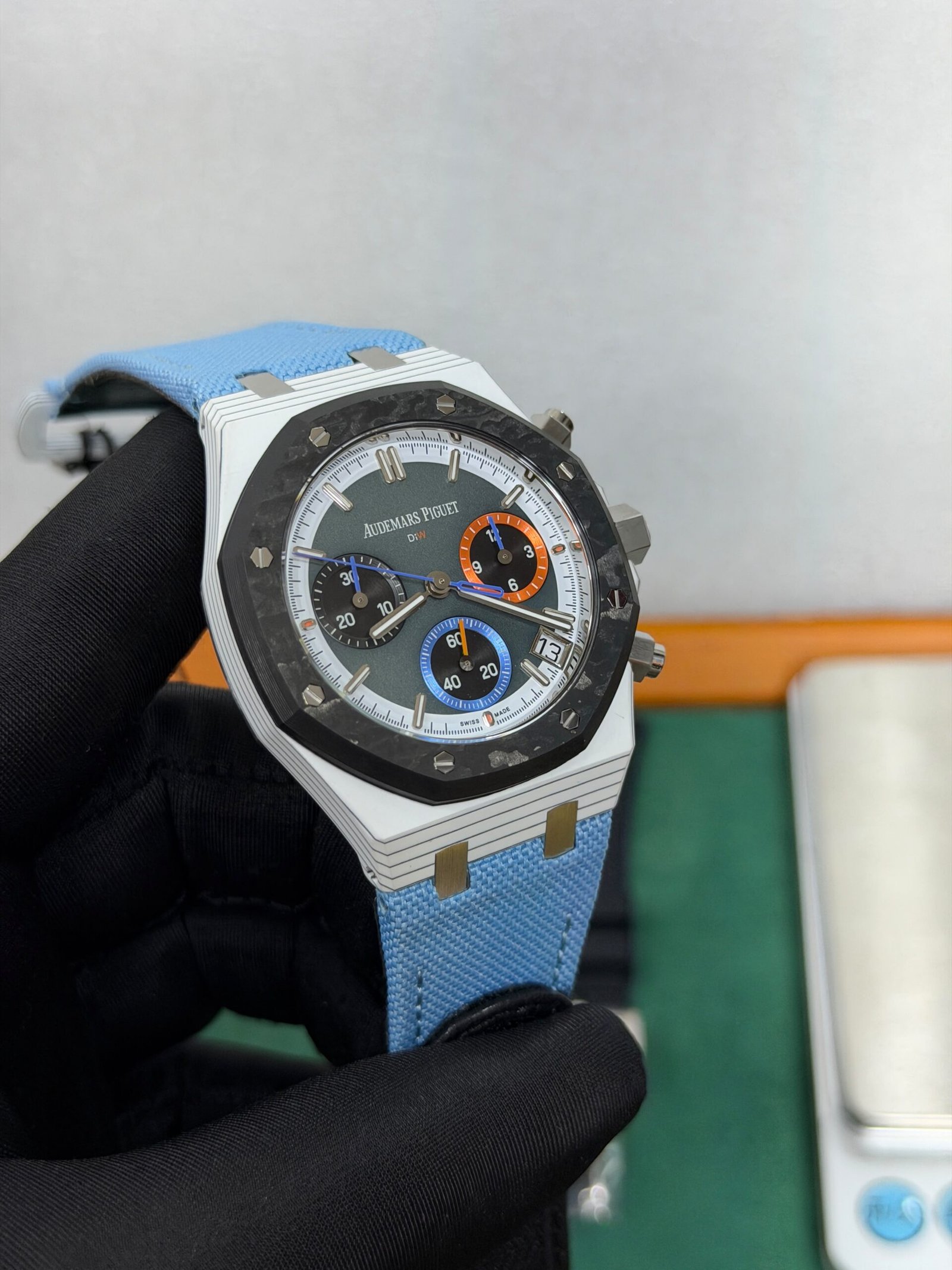 Audemars Piguet Royal Oak Offshore Style Blue Strap Chronograph Watch - Image 2