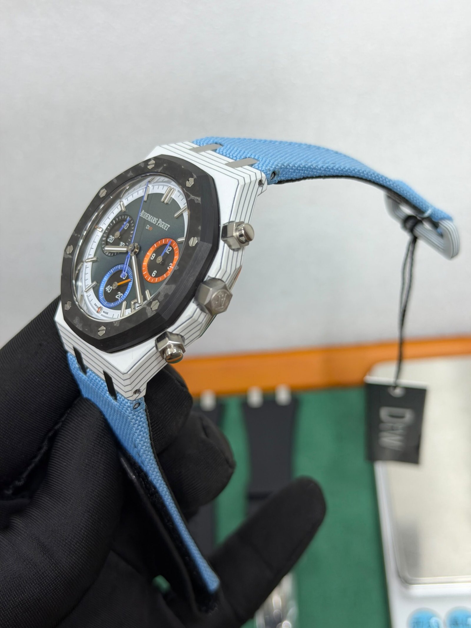 Audemars Piguet Royal Oak Offshore Style Blue Strap Chronograph Watch - Image 3