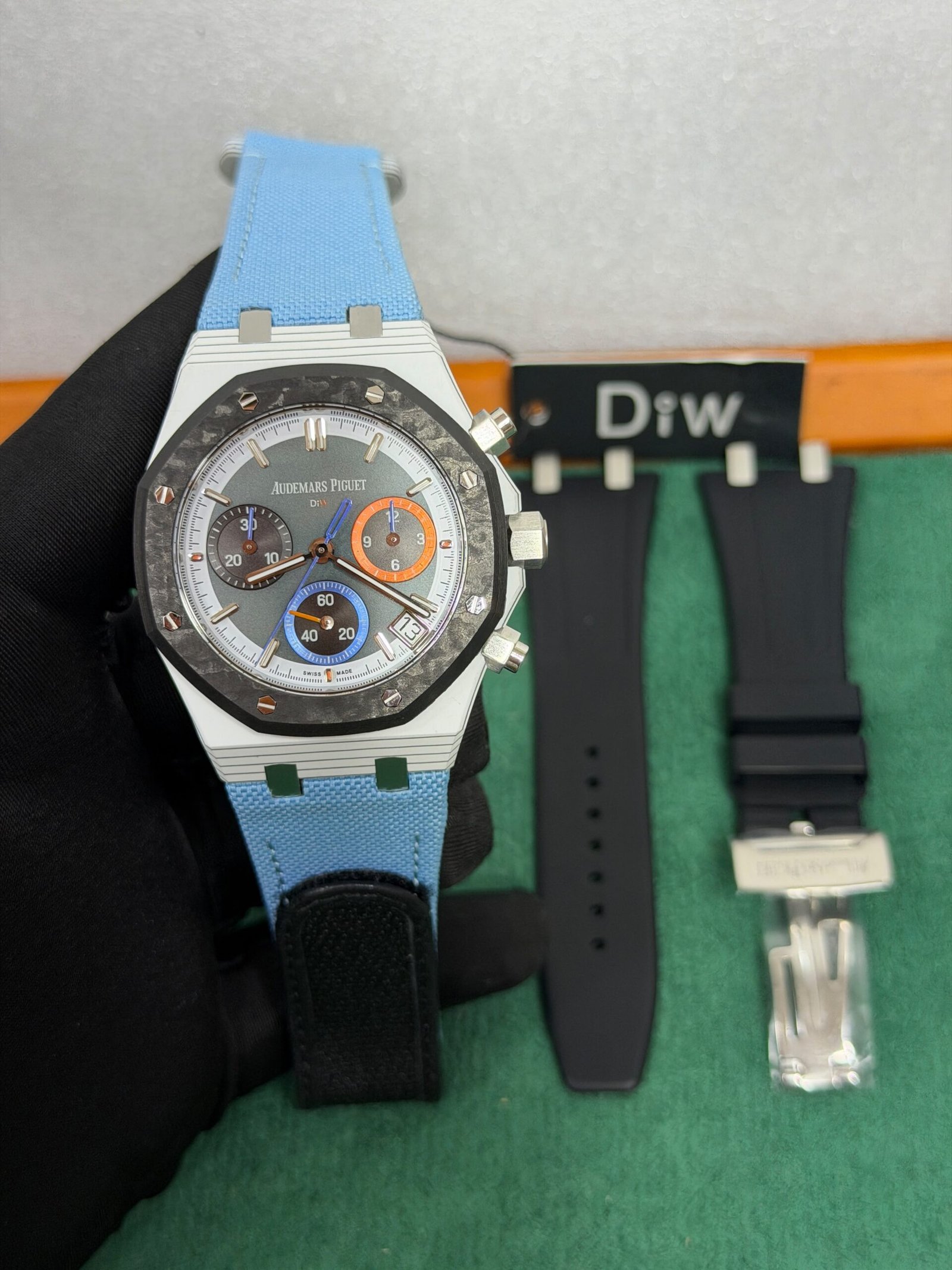 Audemars Piguet Royal Oak Offshore Style Blue Strap Chronograph Watch - Image 4