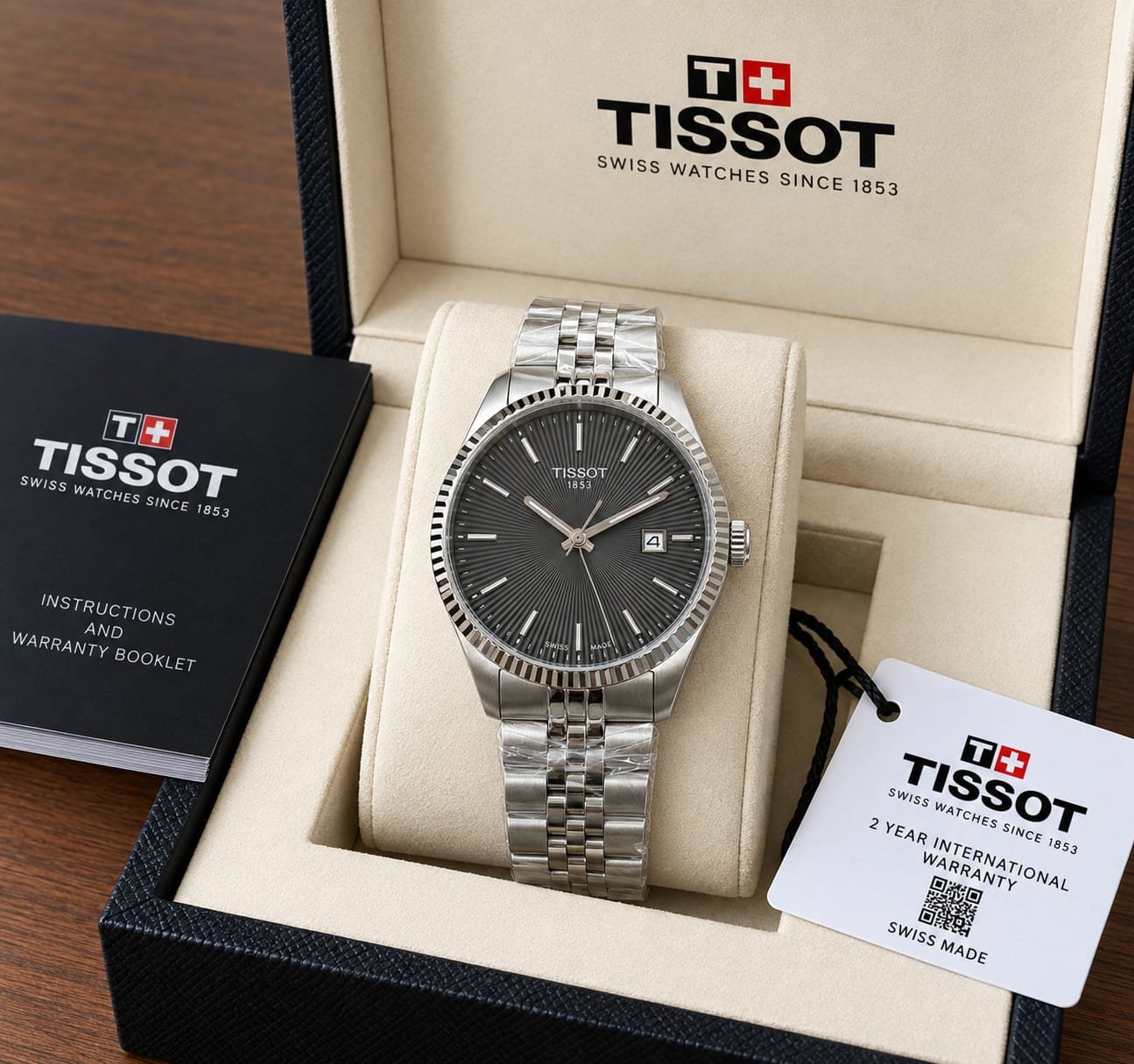Tissot Silver Stainless Steel Black Dial Watch - Image 2