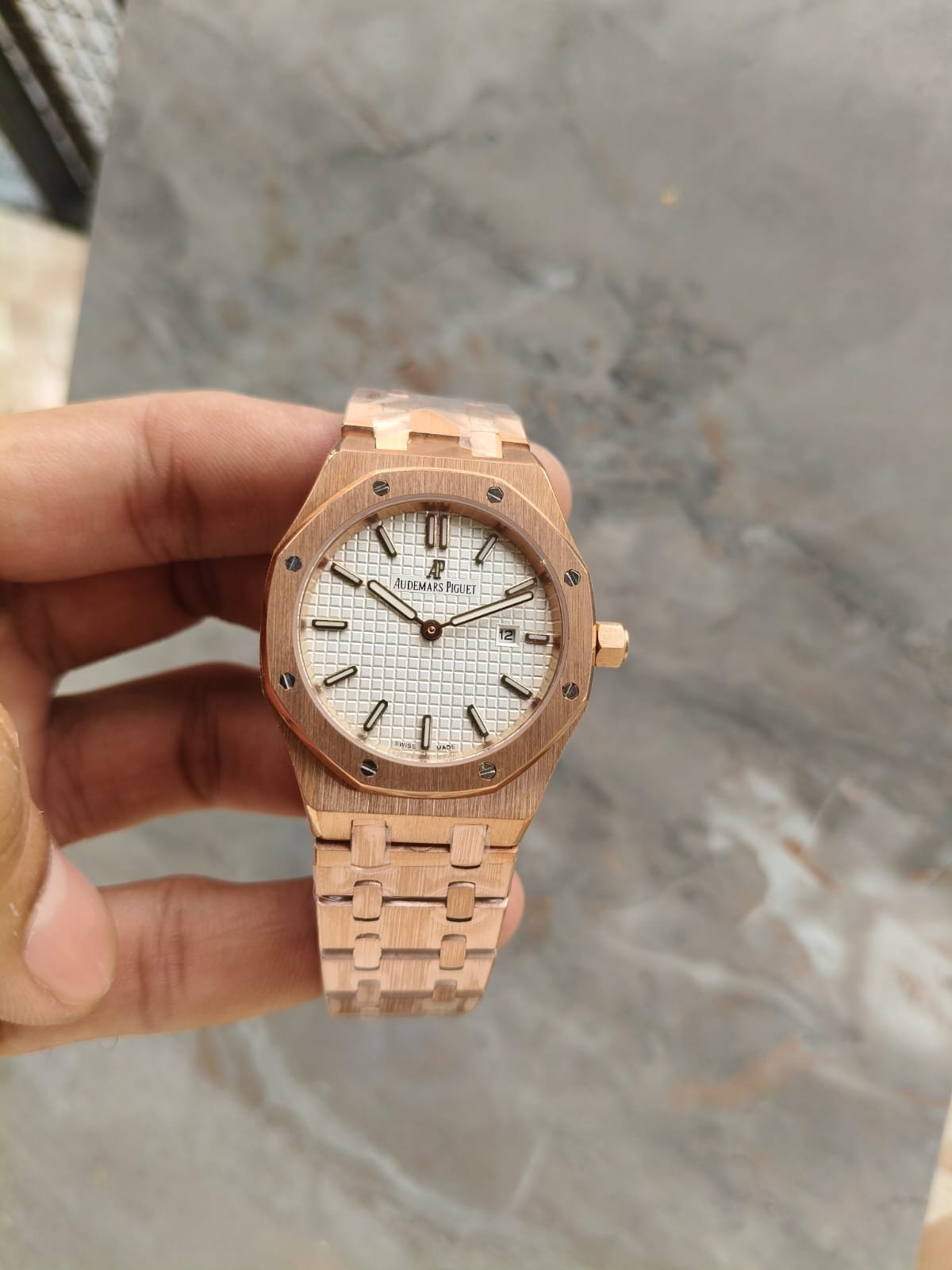 Audemars Piguet Royal Oak Style Two-Tone Pink Dial Luxury Watch - Image 6