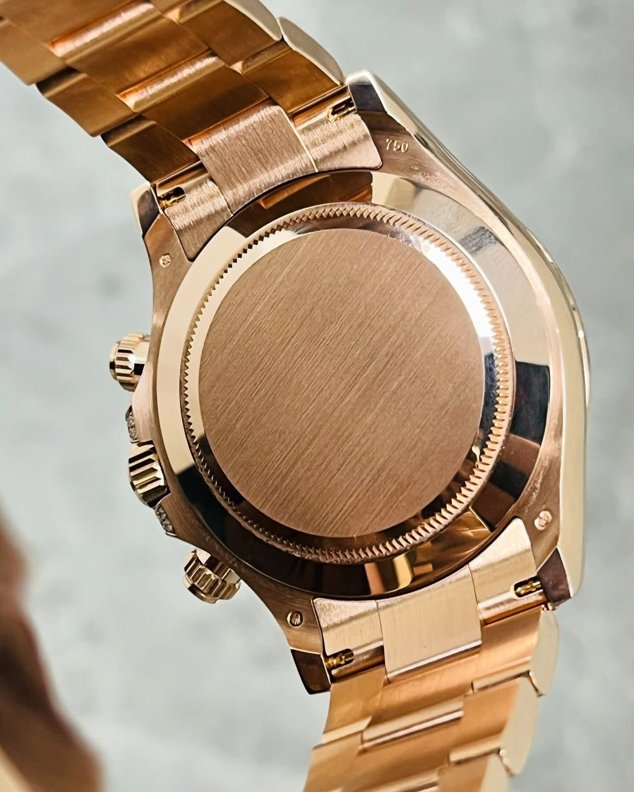 Rose Gold Rainbow Bezel Chronograph Watch - Image 3